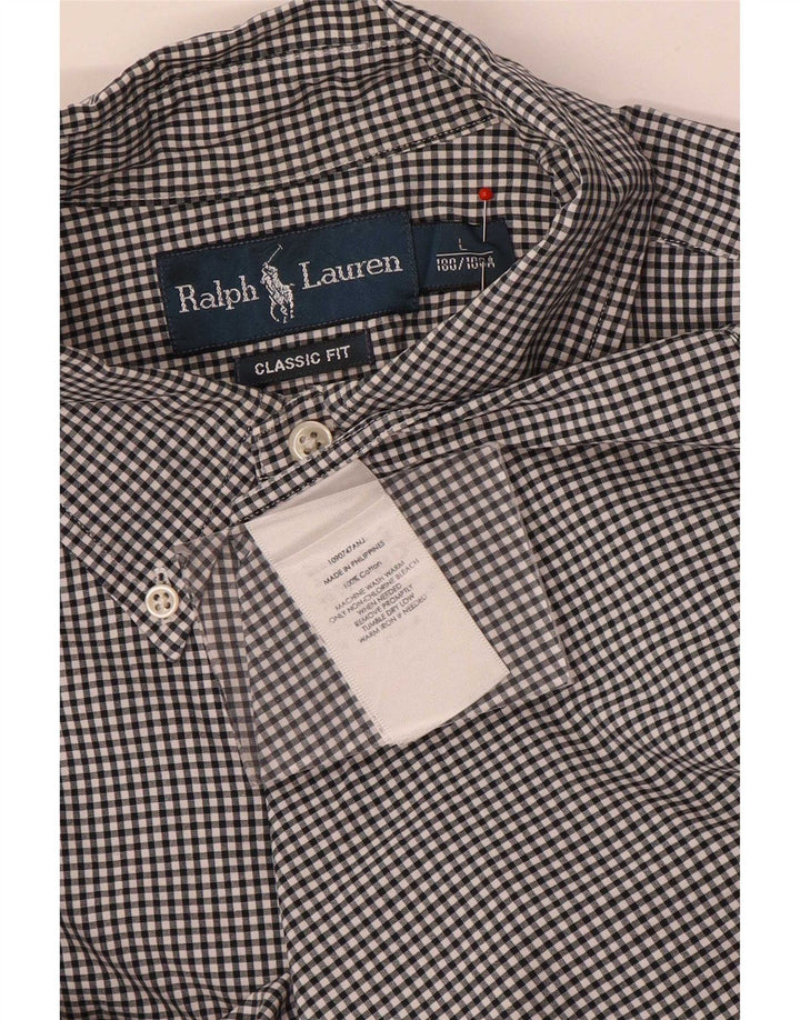 Мужская рубашка классического кроя Ralph Lauren, большая черная хлопковая клетка