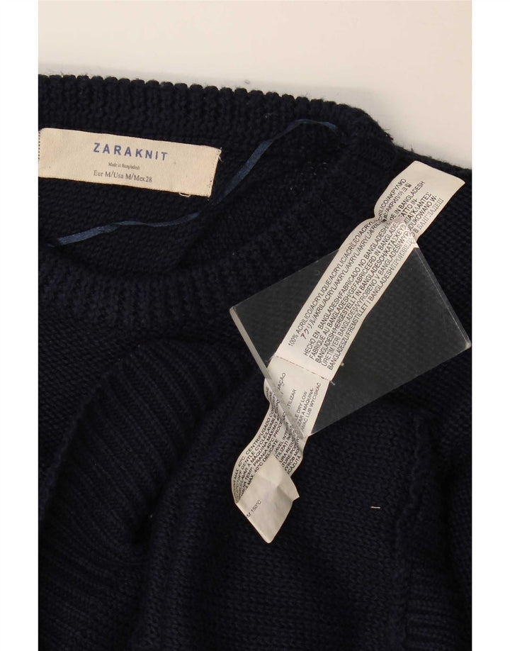 Женский свободный джемпер с вырезом «лодочка» Zara UK 14, средний темно-синий