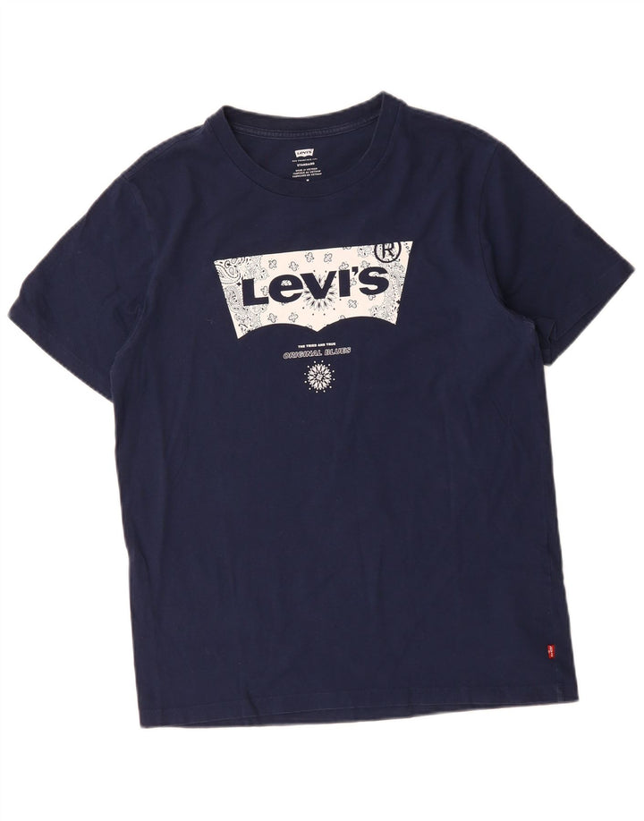 Женская футболка Levi's Standard с рисунком Top UK 14, средний темно-синий хлопок