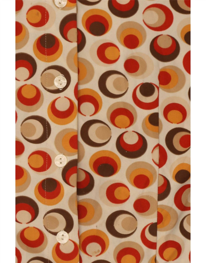 Винтажная женская блузка-рубашка, Великобритания, 10 маленьких разноцветных геометрических фигур, полиамид