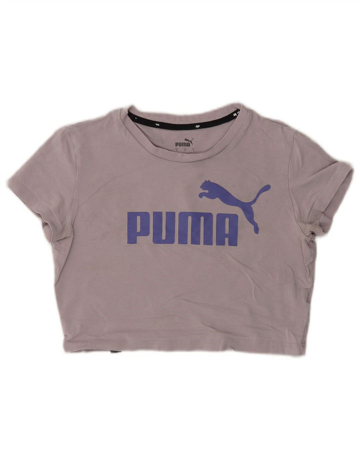 Женская укороченная футболка с рисунком Puma UK 10, маленькая серая