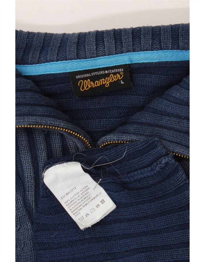 Мужской джемпер с воротником на молнии Wrangler, большой темно-синий хлопковый свитер