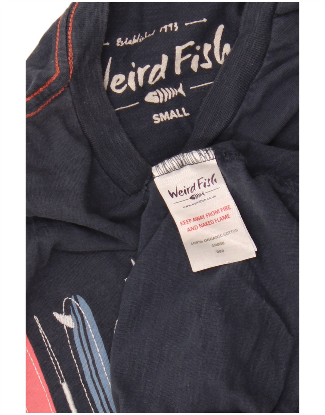 Мужская футболка с графическим рисунком WEIRD FISH, маленький темно-синий хлопок