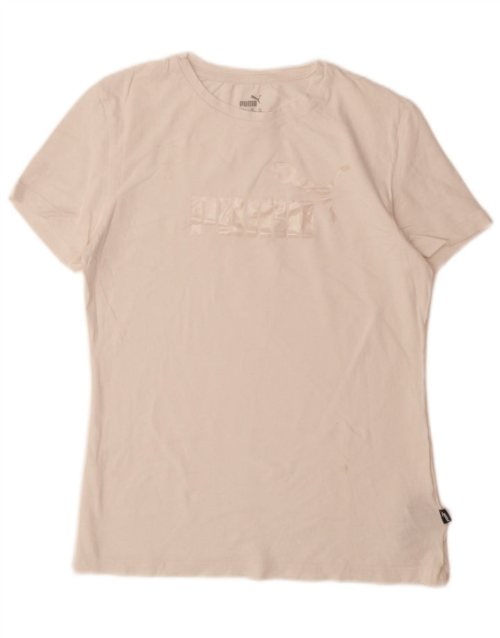 Футболка с рисунком PUMA для девочек, топ 15–16 лет, белый хлопок
