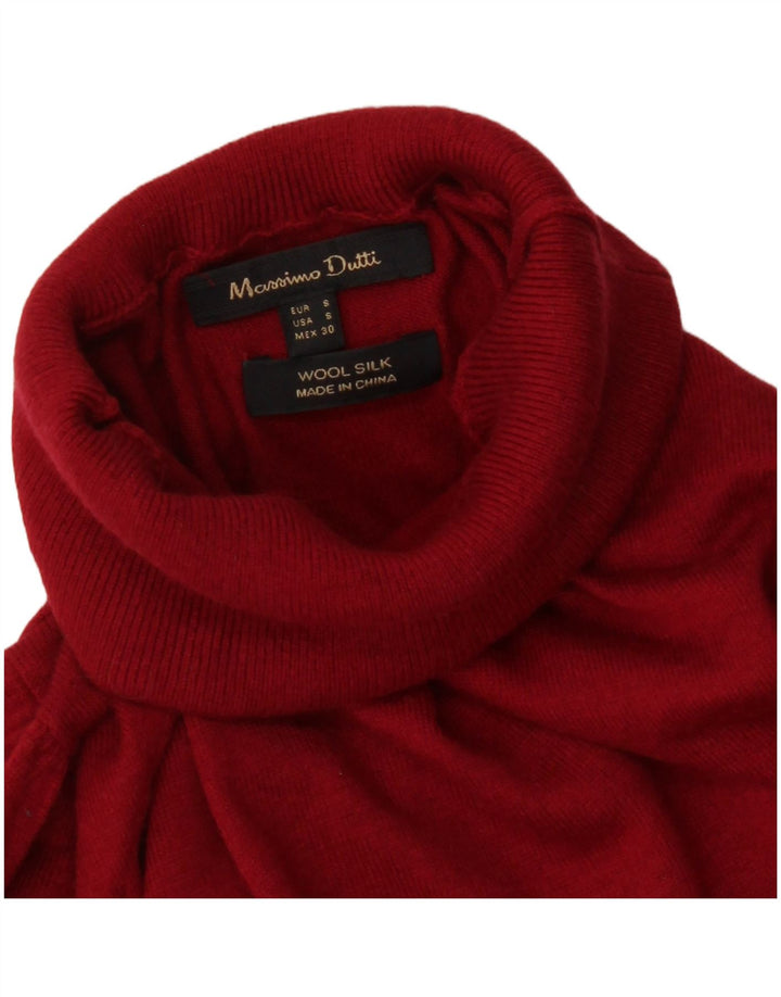 Женский джемпер с высоким воротником Massimo Dutti, размер UK 10, маленький, красный, шерсть
