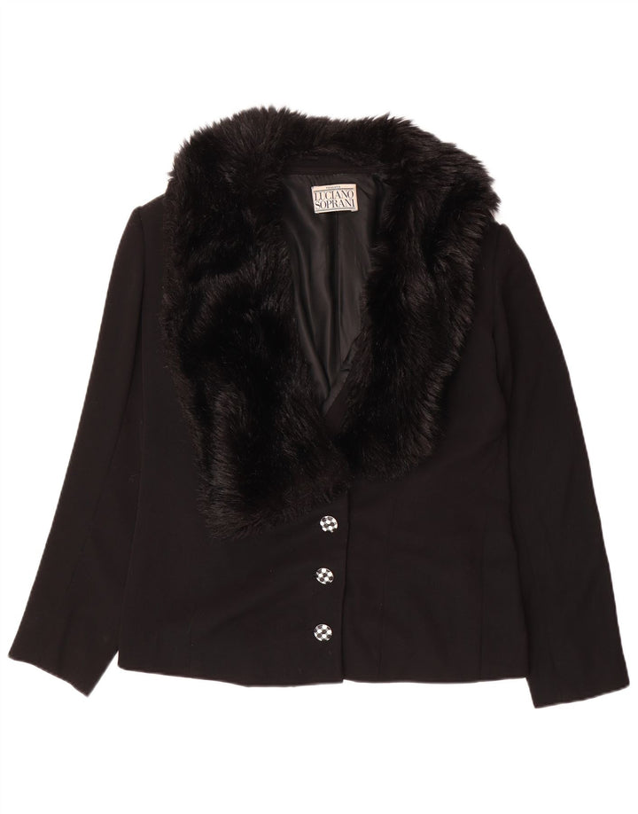 LUCIANO SOPRANI Женский пиджак на 3 пуговицах, Великобритания 16, большой черный