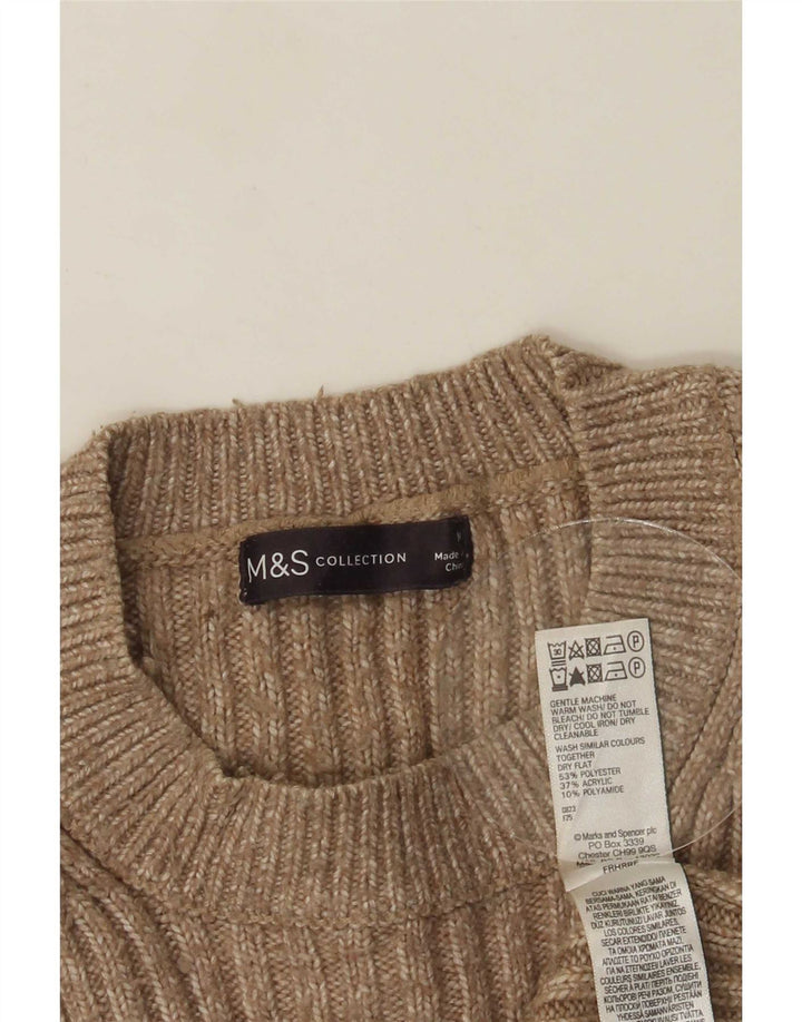 Женский джемпер с круглым вырезом Marks & Spencer UK 12, средний бежевый