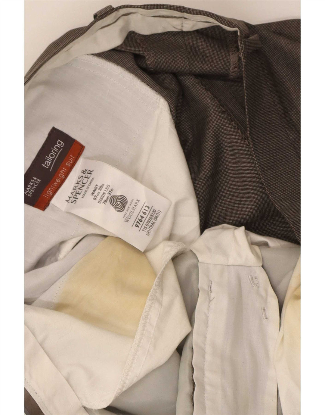 Мужские прямые костюмные брюки Marks & Spencer W38 L31, серые, новая шерсть