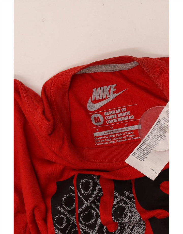 Мужская футболка обычного кроя Nike с рисунком, хлопковый топ среднего красного цвета