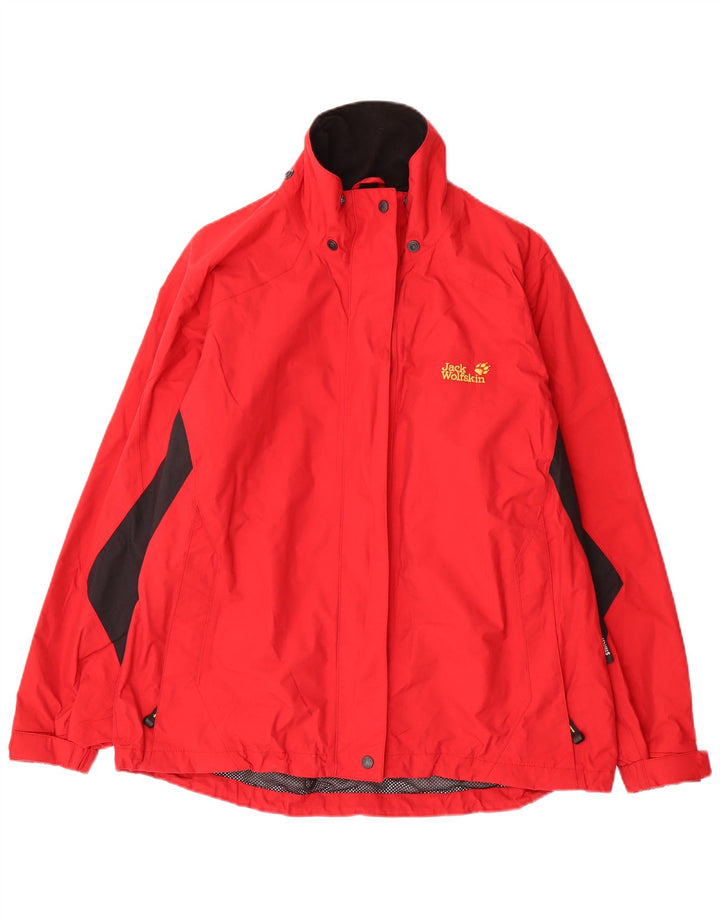 JACK WOLFSKIN Женская куртка-дождевик оверсайз UK 18 XL Красная цветных блоков