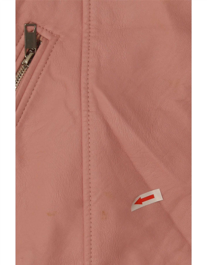 Куртка Zara из искусственной кожи для девочек 13–14 лет, розовая, полиэстер