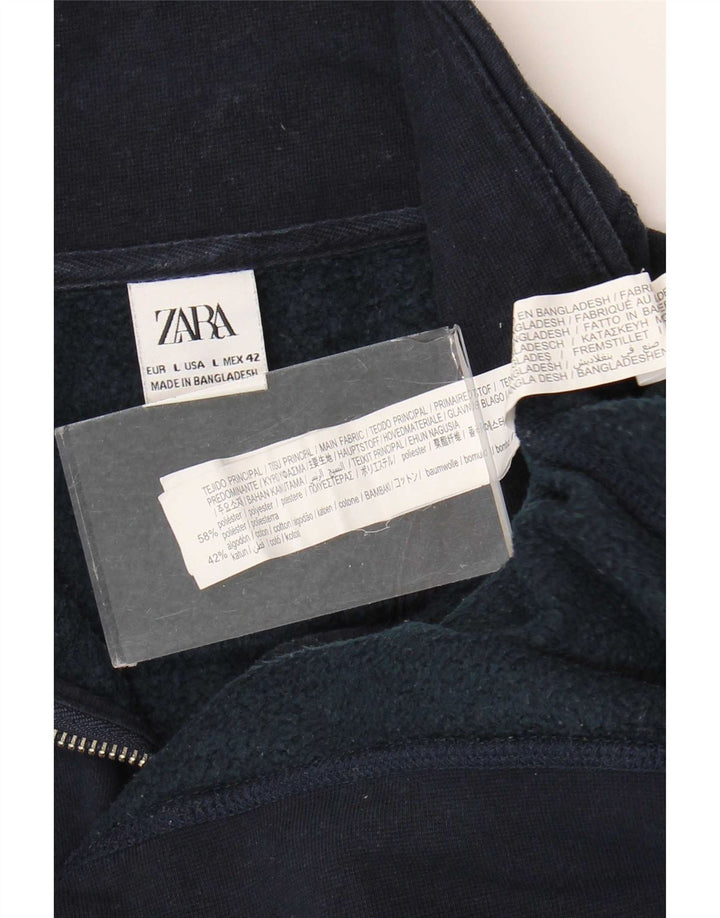 Мужской свитер Zara с воротником на молнии, большой темно-синий полиэстер