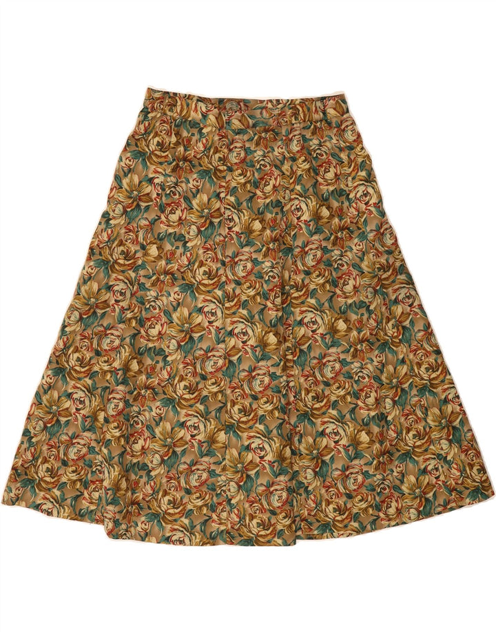 VINTAGE Womens A-Line Skirt W28 Medium Green Floral Vintage Vintage and Second-Hand Vintage from Messina Hembry 