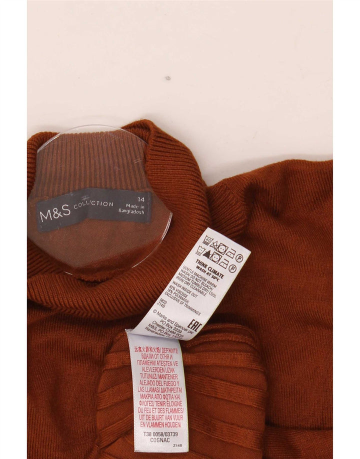 Женский джемпер с высоким воротником Marks & Spencer, Великобритания, 14, большой, коричневый, вискоза