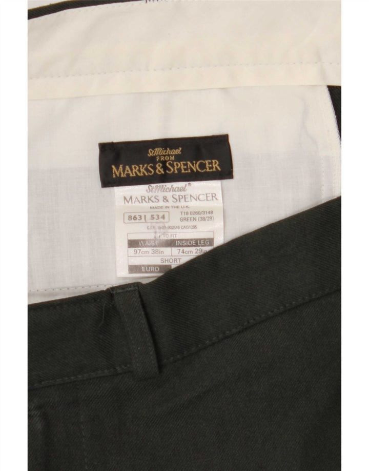 Мужские прямые брюки-чиносы Marks & Spencer W38 L29, зеленый полиэстер