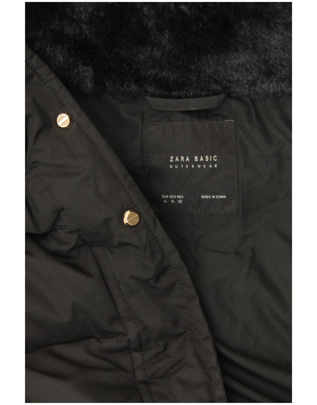 Женское стеганое пальто с капюшоном ZARA UK 18 XL, черное