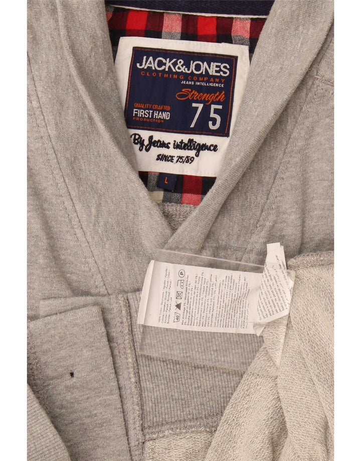 Мужской кардиган Jack & Jones, большой серый хлопковый свитер