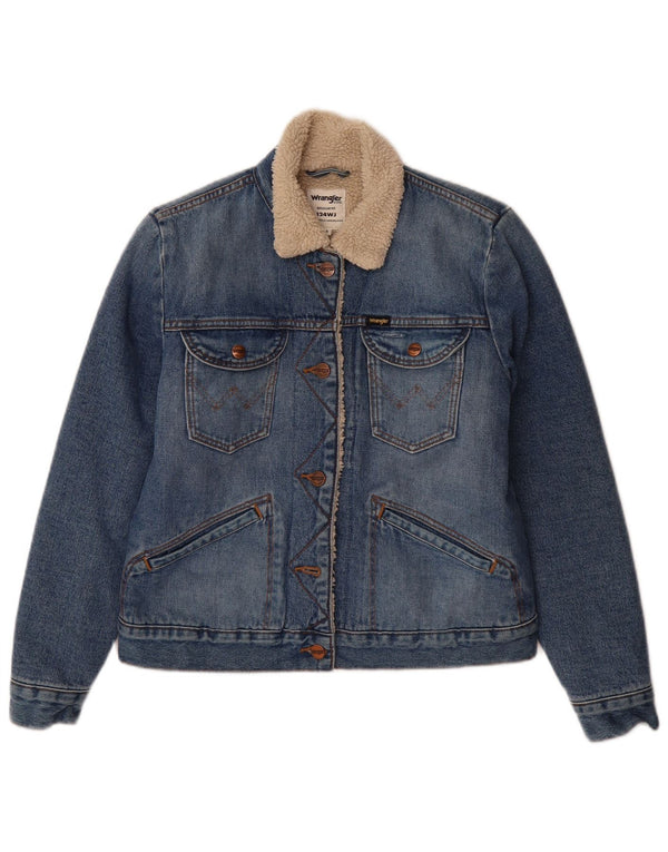 Женский джинсовый свитер с капюшоном на молнии Wrangler, Великобритания, 10, маленький синий, с цветными блоками