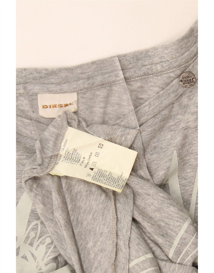 Женская футболка оверсайз с рисунком Diesel Top UK 14, средний серый хлопок