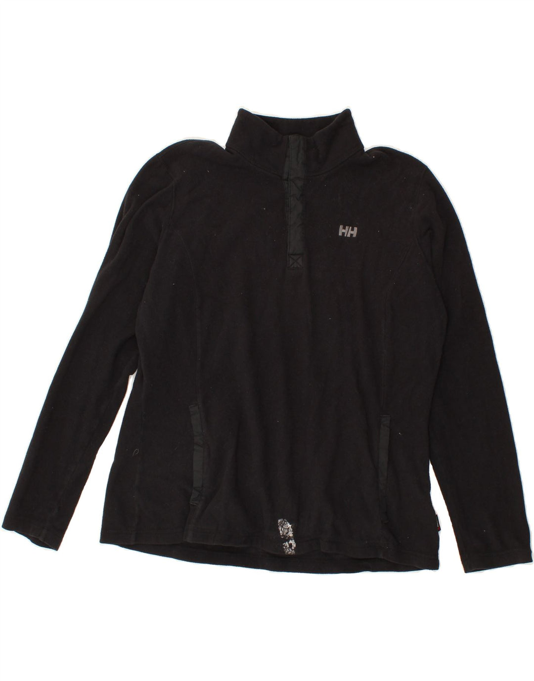 HELLY HANSEN Womens Button Neck Fleece Jumper UK 18 XL Black Polyester Vintage Helly Hansen and Second-Hand Helly Hansen from Messina Hembry 
