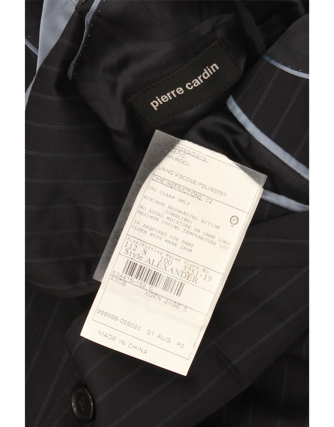 Мужской пиджак Pierre Cardin с 2 пуговицами UK 44 2XL Темно-синий в тонкую полоску