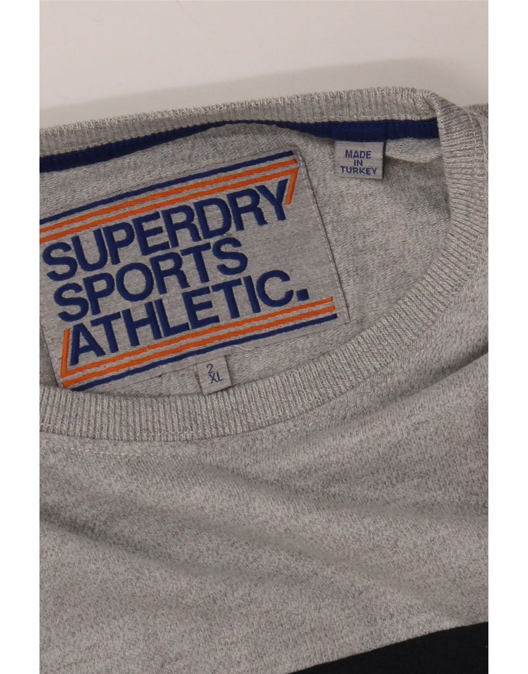SUPERDRY Женская футболка с рисунком, топ 2XL, серая, с цветными блоками