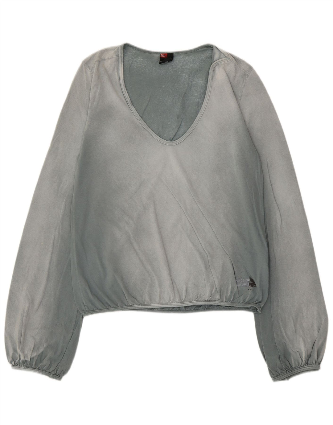 Женский укороченный топ Diesel с длинным рукавом UK 14, большой синий хлопок