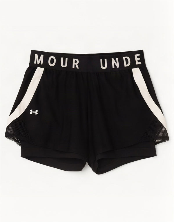 Under Armour Womens Heat Gear Sport Shorts UK 10 Small Black Colourblock