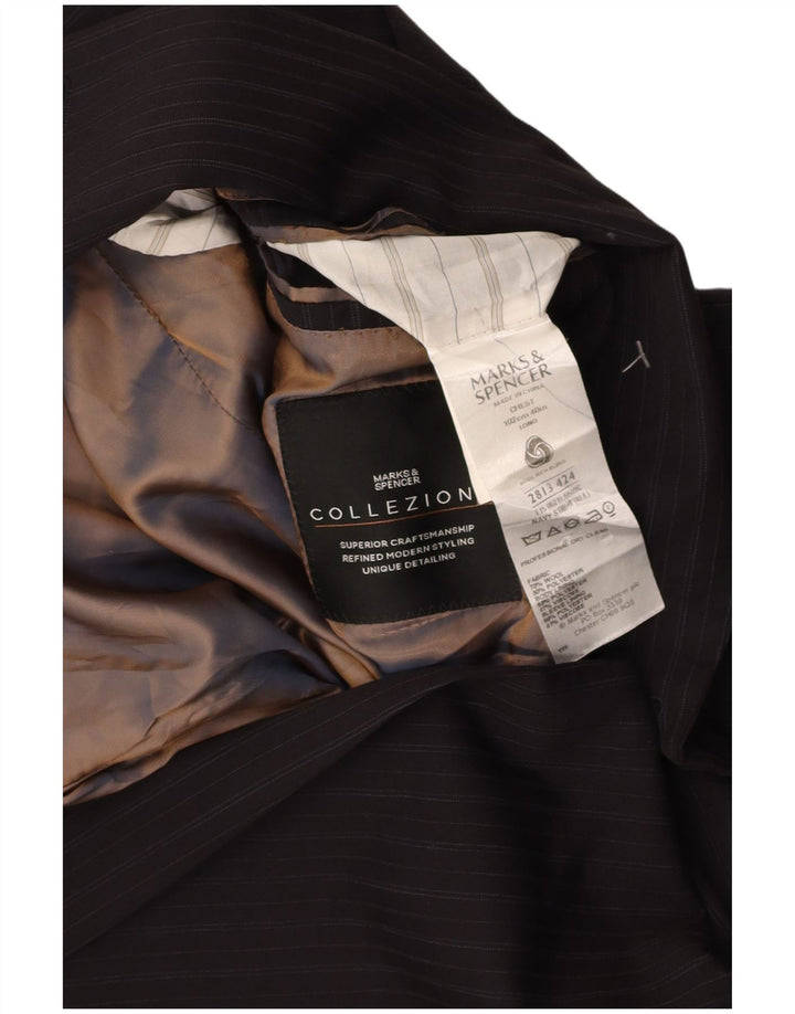 MARKS & SPENCER Mens Blazer Jacket UK 40 Large Navy Blue Pinstripe