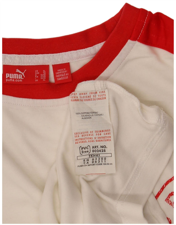 Мужская футболка с рисунком PUMA, XL, белая, хлопок с цветными блоками