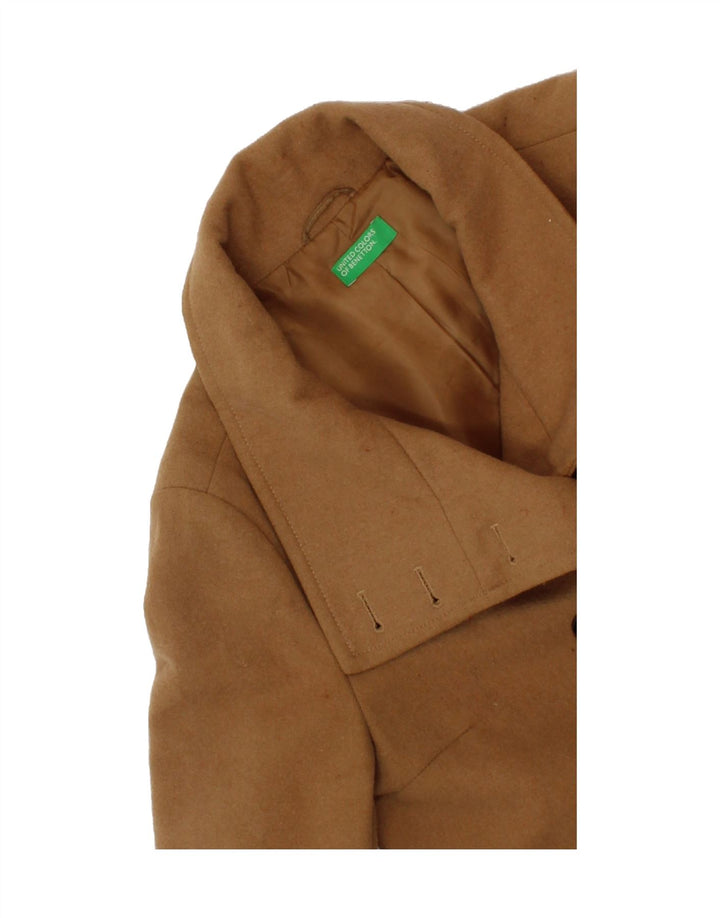 BENETTON Womens Double Breasted Overcoat IT 42 Medium Beige Wool Vintage Benetton and Second-Hand Benetton from Messina Hembry 