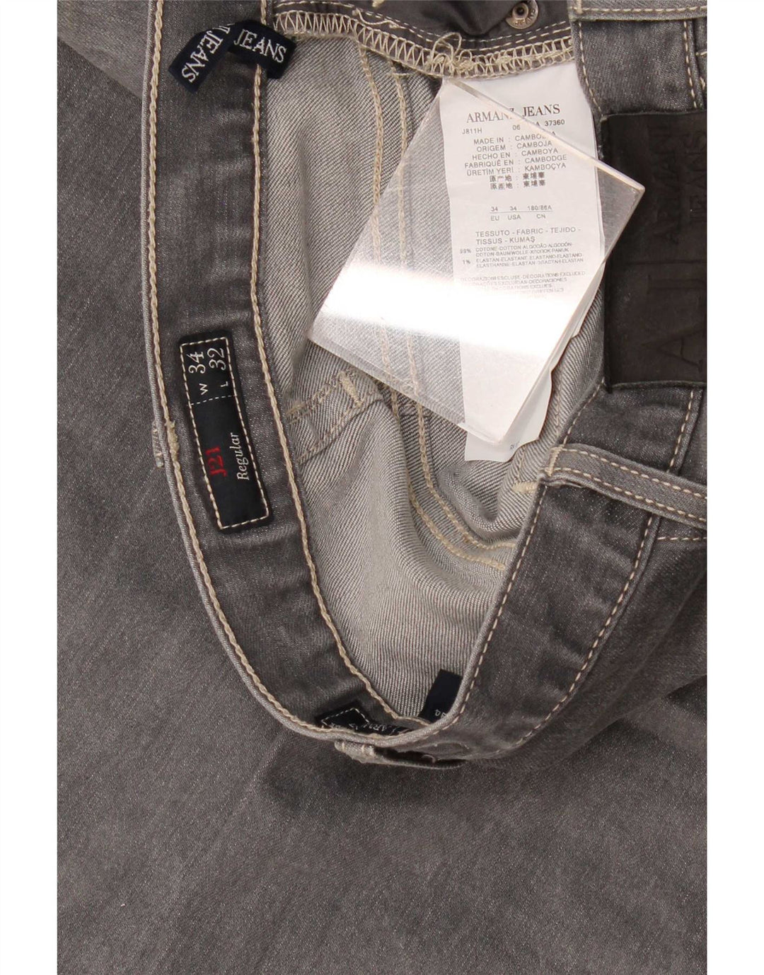 Женские прямые джинсы Armani Regular W34 L32, серый хлопок