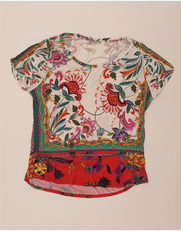 Женская футболка с рисунком DESIGUAL Top UK 20 2XL, разноцветная вискоза с цветочным принтом