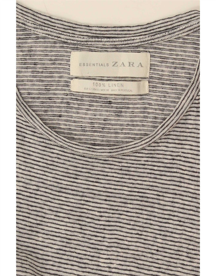 Мужская футболка Zara, маленький льняной топ в белую полоску