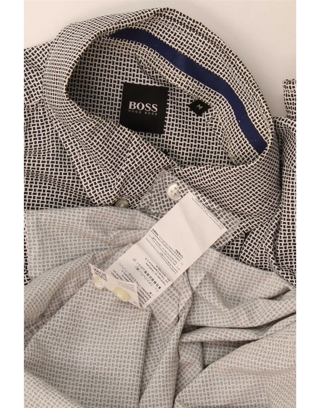 Мужская рубашка обычного кроя Hugo Boss, хлопок среднего размера, черная с геометрическим рисунком