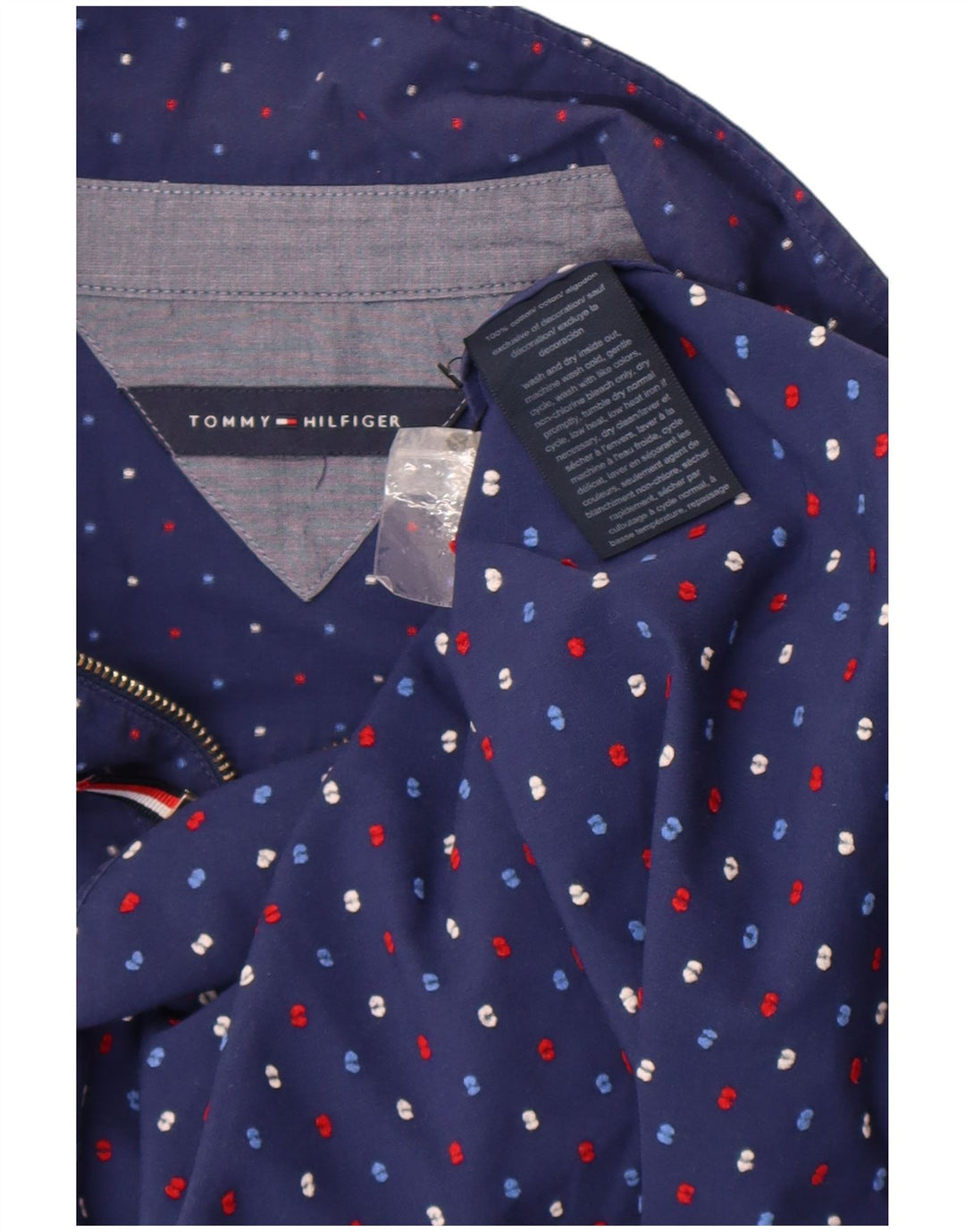Женская пуловерная рубашка Tommy Hilfiger UK 14, средний темно-синий пятнистый хлопок