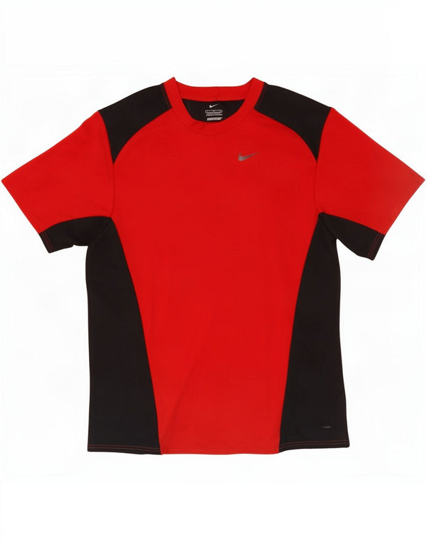 Мужская футболка Nike Dri Fit, большой красный полиэстер с цветными блоками