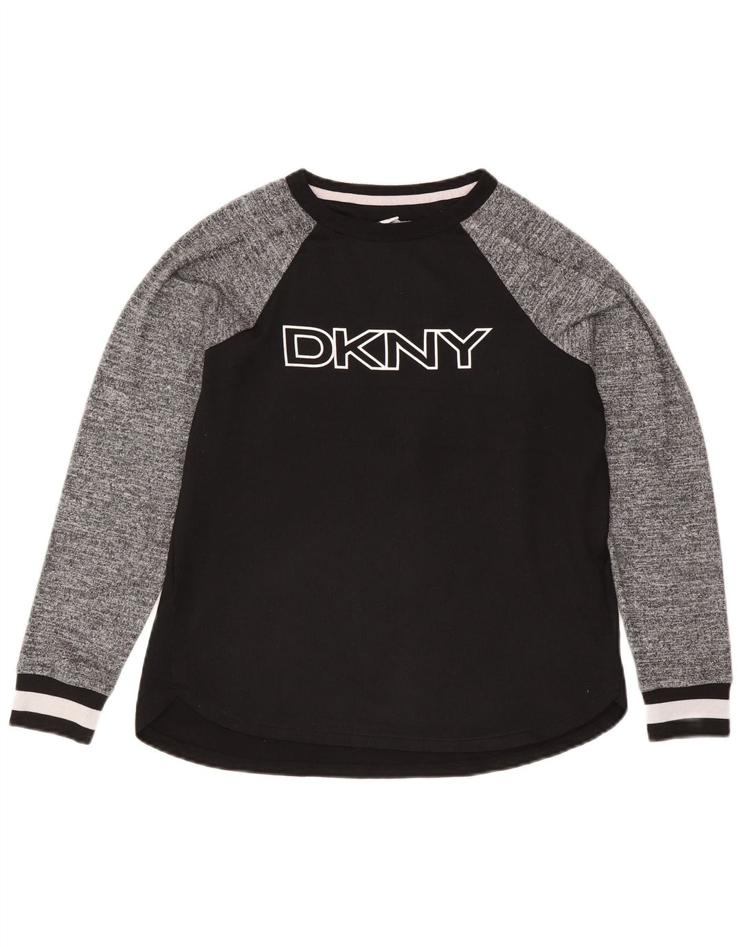Женский топ Dkny с длинным рукавом и графикой, UK 10, маленький черный, полиэстер с цветными блоками