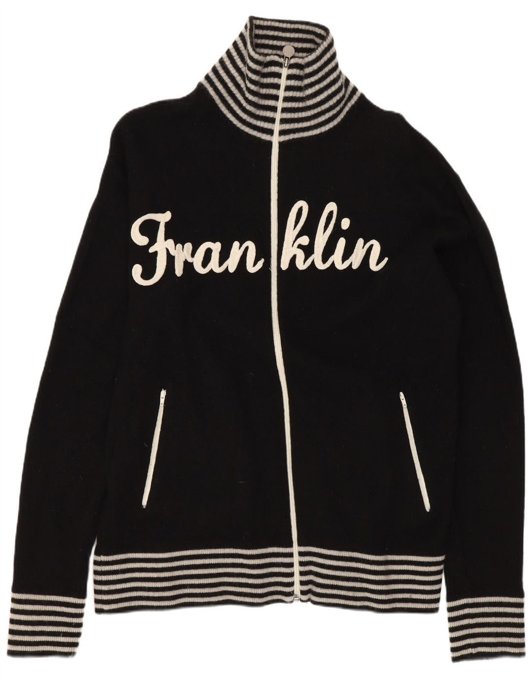Мужской кардиган с рисунком Franklin & Marshall, шерстяной свитер в большую черную полоску