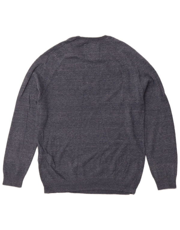 SUPERDRY Мужской джемпер с круглым вырезом, маленький хлопковый свитер темно-синего цвета с крапинками