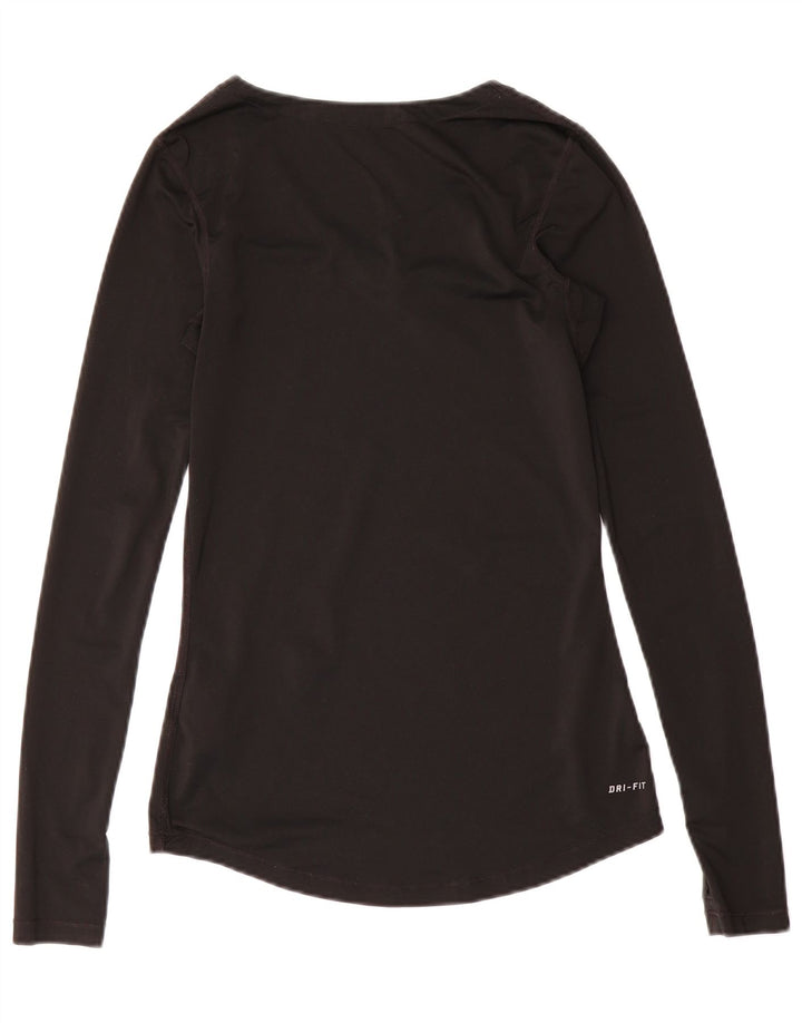 Женский топ Nike Dri Fit с длинным рукавом UK 8, маленький черный полиэстер