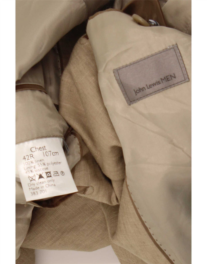 Мужской пиджак John Lewis с 2 пуговицами, Великобритания, 42 XL, бежевый, льняной
