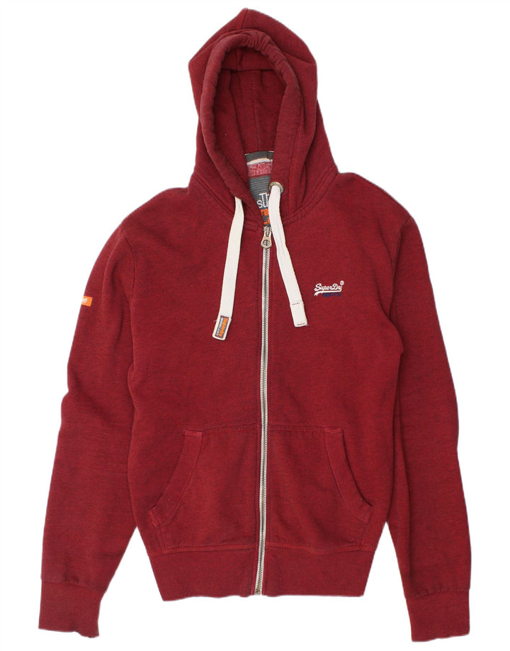 Мужской свитер с капюшоном на молнии Superdry, большой бордовый, хлопок