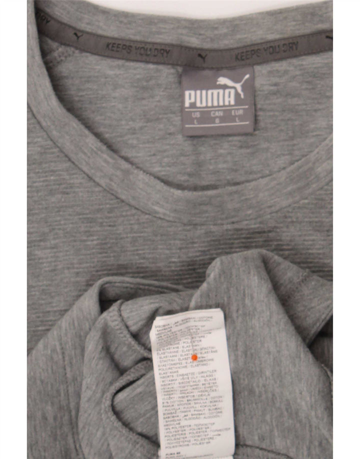Мужской топ Puma с длинным рукавом, большой серый хлопок с цветными блоками