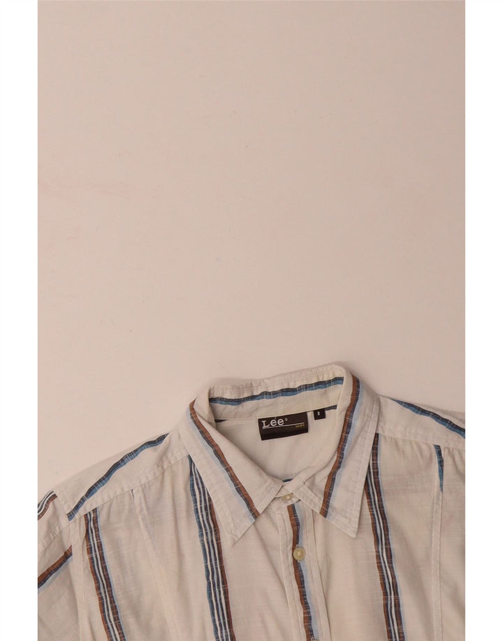 LEE Mens Short Sleeve Shirt Small White Striped Cotton