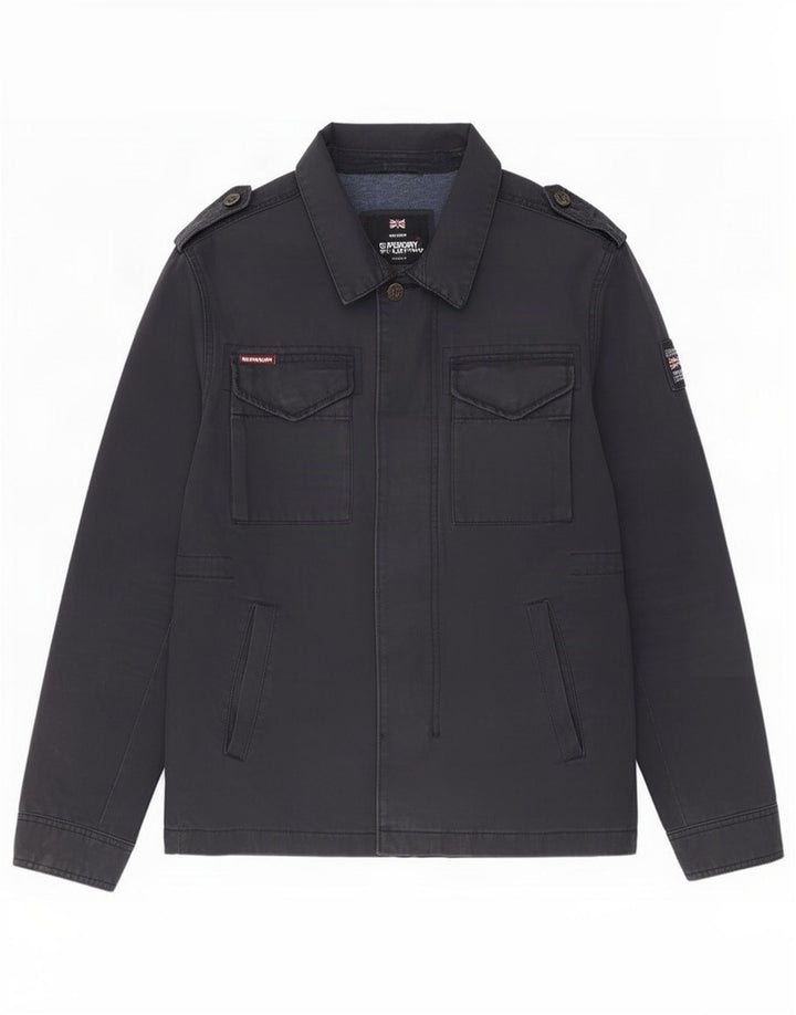 Мужская куртка Superdry в стиле милитари UK 38, средний черный хлопок