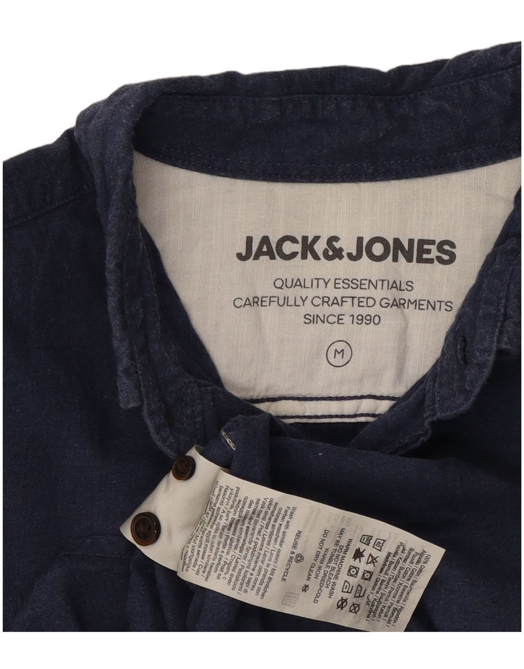 Мужская рубашка Jack & Jones среднего размера, темно-синяя, хлопковая