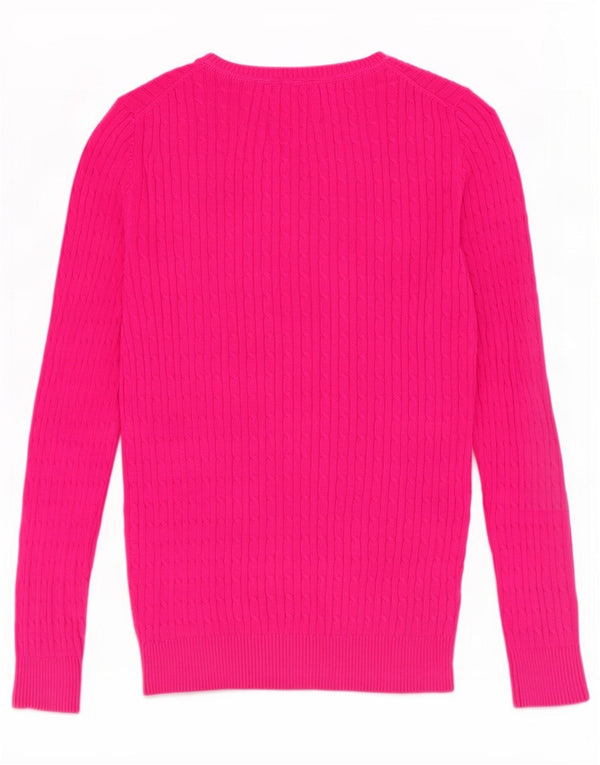 Crew Clothing Женский джемпер с v-образным вырезом, хлопковый свитер UK 12, средний розовый цвет