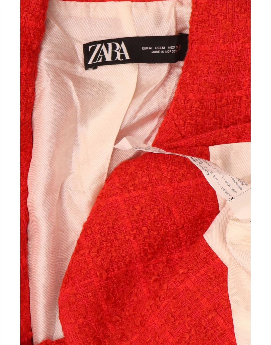 Женский двубортный пиджак Zara UK 12, хлопок в красную клетку среднего размера
