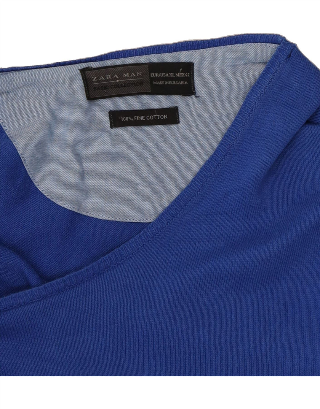 ZARA Mens Crew Neck Jumper Sweater XL Blue Cotton Vintage Zara and Second-Hand Zara from Messina Hembry 